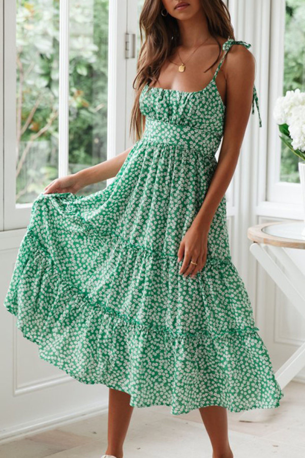 Fashion British Style Print Split Joint Printed Dresses