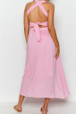 Fashion Casual Solid Backless Spaghetti Strap A Line Dresses