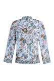 Street Print Split Joint Buttons Mandarin Collar Tops
