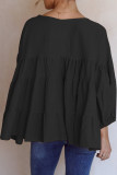 Fashion Casual Solid Split Joint V Neck Tops