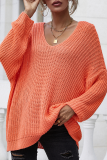 Casual Solid V Neck Tops Sweater