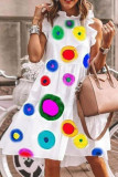 Fashion Street Print Split Joint O Neck A Line Dresses