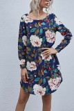 Fashion Casual Print O Neck A Line Dresses