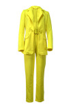Fashion Casual Solid Split Joint Turndown Collar Long Sleeve Two Pieces
