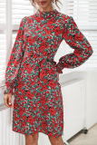 Fashion Elegant Floral Split Joint Frenulum O Neck A Line Dresses