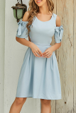 Casual Elegant Solid Backless With Bow O Neck Dresses