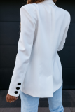 Elegant Solid Split Joint Buttons Turn-back Collar Outerwear