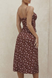 Fashion Street Print Slit Spaghetti Strap Printed Dresses