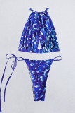 Fashion Vacation Print Split Joint Swimwears