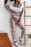 Fashion Sportswear Solid Split Joint Hooded Collar Long Sleeve Two Pieces