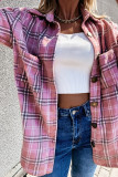 Fashion Sweet Adult Plaid Patchwork Split Joint Cardigan Turndown Collar Tops