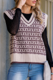 Casual Patchwork Basic V Neck Tops