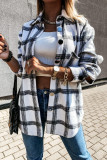 Fashion Sweet Adult Plaid Patchwork Split Joint Cardigan Turndown Collar Tops