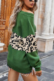 Fashion Street Leopard Split Joint V Neck Tops
