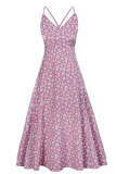 Fashion Casual Print Split Joint V Neck A Line Dresses