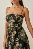 Fashion Elegant Floral Split Joint Backless Strapless Waist Skirt Dresses