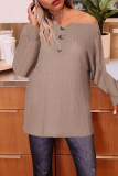 Casual Solid Buckle Off the Shoulder Tops