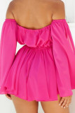 Fashion Simplicity Solid Split Joint Off the Shoulder Pleated Dresses