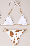 Fashion Simplicity Print Split Joint Frenulum Swimwears