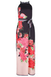 Fashion Street Print Slit Halter A Line Dresses