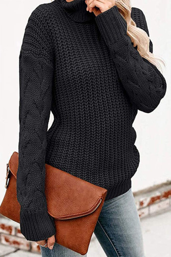 Fashion Casual Solid Split Joint Turtleneck Tops