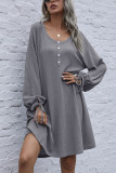 Fashion Casual Solid O Neck Long Sleeve Dress Dresses