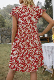 Fashion Casual Print Split Joint V Neck Princess Dresses