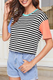 Fashion Casual Patchwork Split Joint O Neck T-Shirts