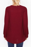Casual Solid Buckle Tops Sweater