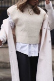 Fashion Casual Solid Split Joint Turtleneck Tops