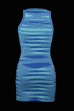 Fashion Sexy Camouflage Print O Neck A Line Dresses