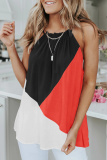 Elegant Patchwork Contrast Halter Tops