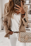 Elegant Solid Split Joint Buttons Turn-back Collar Outerwear