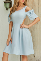 Casual Elegant Solid Backless With Bow O Neck Dresses