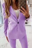 Elegant Solid Split Joint Buttons Turn-back Collar Outerwear