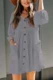 Fashion Casual Solid Split Joint V Neck A Line Dresses