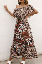 Fashion Street Print Split Joint Off the Shoulder A Line Dresses