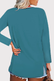 Casual Patchwork Slit Basic V Neck Tops