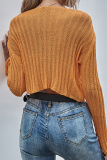 Casual Solid Basic V Neck Tops Sweater