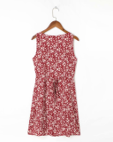 Fashion Elegant Floral Buckle V Neck A Line Dresses