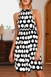 Fashion Casual Dot Backless Halter A Line Dresses