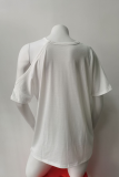 Casual Solid Split Joint Asymmetrical Collar T-Shirts