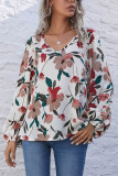 Fashion Casual Print V Neck Tops