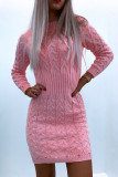 Fashion Street Solid Patchwork O Neck Pencil Skirt Dresses