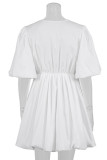 Fashion Casual Solid Split Joint V Neck Bud Dresses