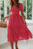 Fashion Street Print Split Joint Square Collar A Line Dresses