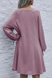 Fashion Casual Solid O Neck Long Sleeve Dress Dresses