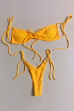 Fashion Simplicity Solid Frenulum Swimwears