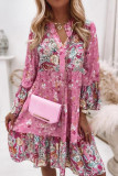 Fashion Casual Print Split Joint V Neck Cake Skirt Dresses