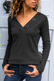 Fashion Sexy Adult Solid Split Joint Pullovers V Neck Tops